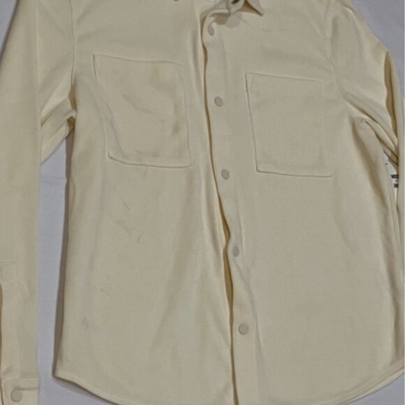 Mode of One Men Long Sleeve Knit Snap Front Shirt Soft Vanilla Size L - Picture 5 of 8
